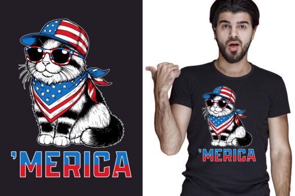 Unleash Patriotic Fun with the Merica Cat 4th of July Design
